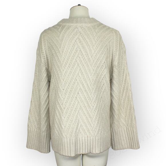Medium ANewDay Sweater Chevron Knit BellSleeve Soft Fisherman - Picture 8 of 10
